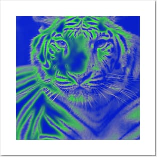 White Tiger from India - Green colour Posters and Art